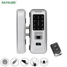 RAYKUBE, стеклянный дверной замок, офисный, без ключа, электрический замок с отпечатком пальца, с сенсорной клавиатурой, смарт-карта, пульт дистанционного управления, ключ, дверной замок, R-W06