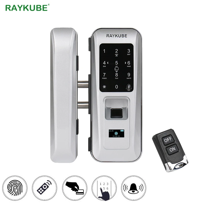 Raykube Glass Door Lock Office Keyless Electric Fingerprint Lock