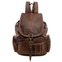 Женский рюкзак, винтажные рюкзаки для девочек-подростков, модные дорожные сумки, высокое качество, рюкзак из искусственной кожи, темно-коричневый