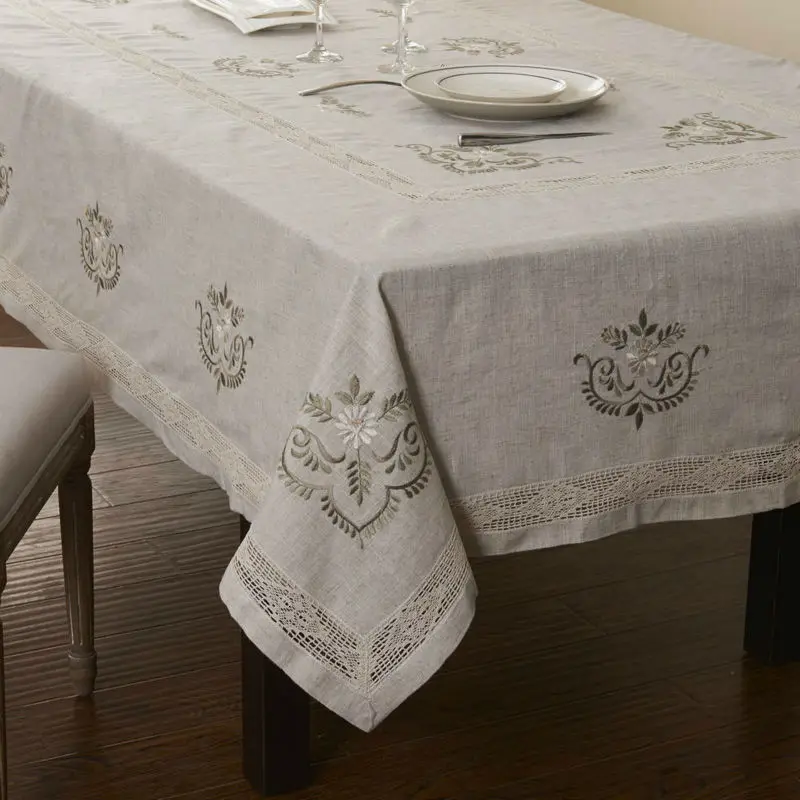 Buy Big Size Embroidery Linen Tablecloths,Extra Long