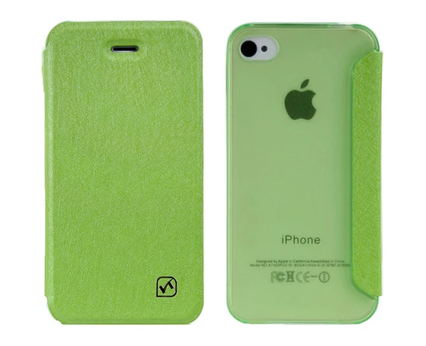 Magnetic Flip Leather Hard Skin Pouch Wallet Case Cover For Apple iPhone 4S - Green |
