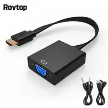 Rovtop HDMI в VGA адаптер мужской в Famale конвертер адаптер 1080P цифро-аналоговый видео аудио для ПК ноутбук планшет