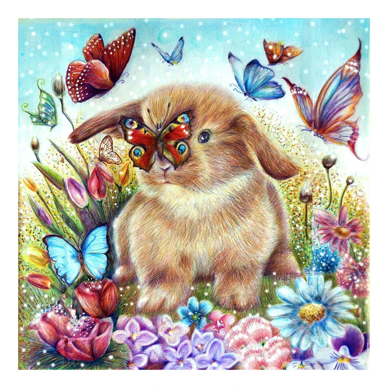 

5D Diy full Square/Round Diamond Painting-Rabbit flower butterfly-Stitch Cross Mosaic Embroidery Stickers Kid room decoration