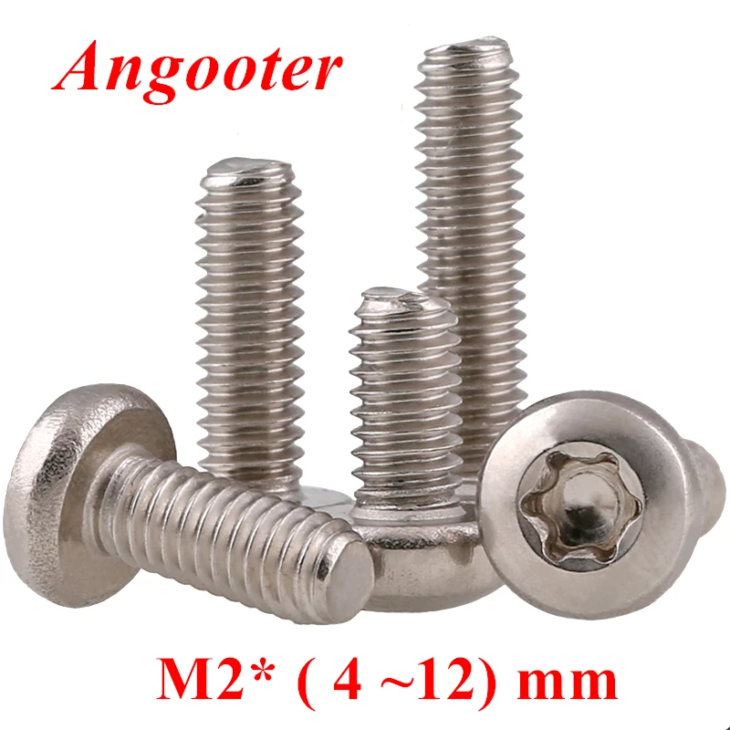 100 шт. винты M2 Torx с круглой головкой GB2672 шестилоконные 304 из нержавеющей стали torx