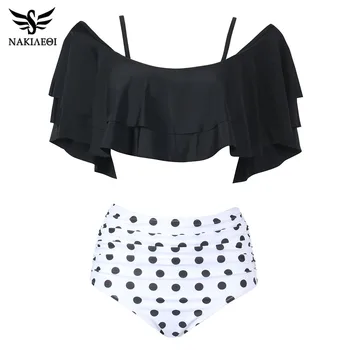 

NAKIAEOI 2019 Ruffle Bikini Set May Swimsuit Women Bikini Sexy High Waist Swimwear Female Push-Up Bathing Suit Beachwear Biquini