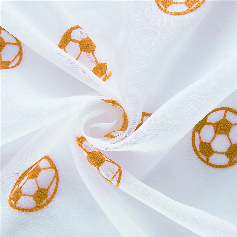 Orange Football Topfinel новинки вышитые футбольные занавески для гостиной Тюль для спальни Шторы в детскую вышивка белая вуаль шторы с футбольным рисунком - Цвет: Orange Football