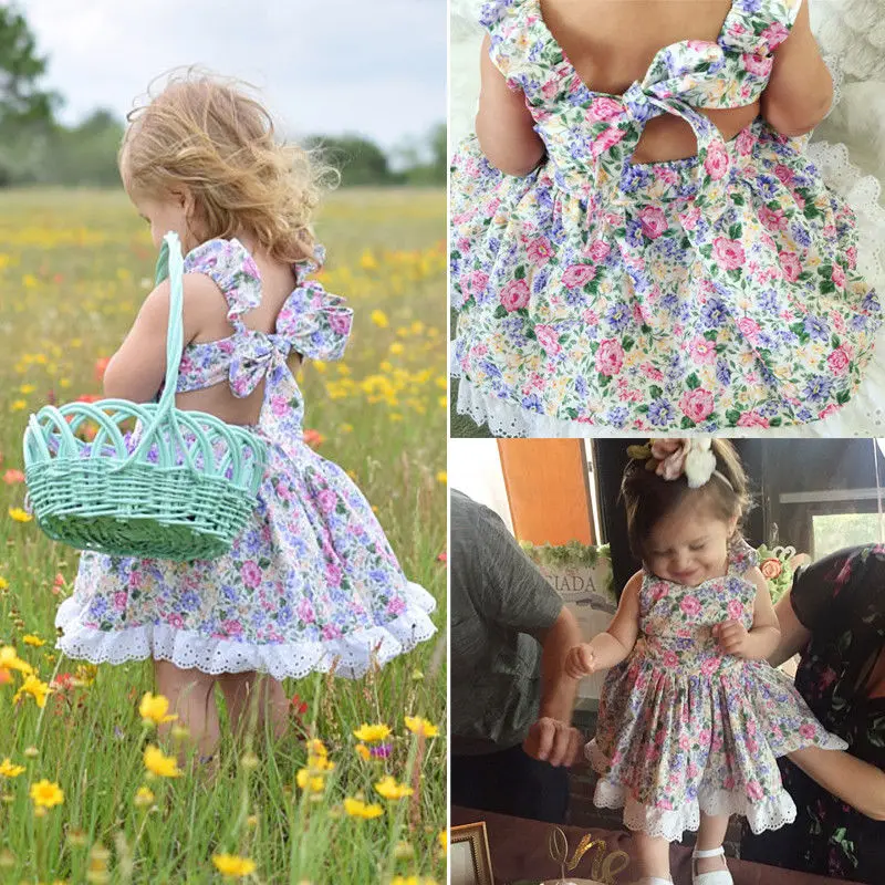 

PUDCOCO Flower Princess Dress Girl Kids Baby Party Wedding Pageant Floral Summer Casual Dresses 1-5Y