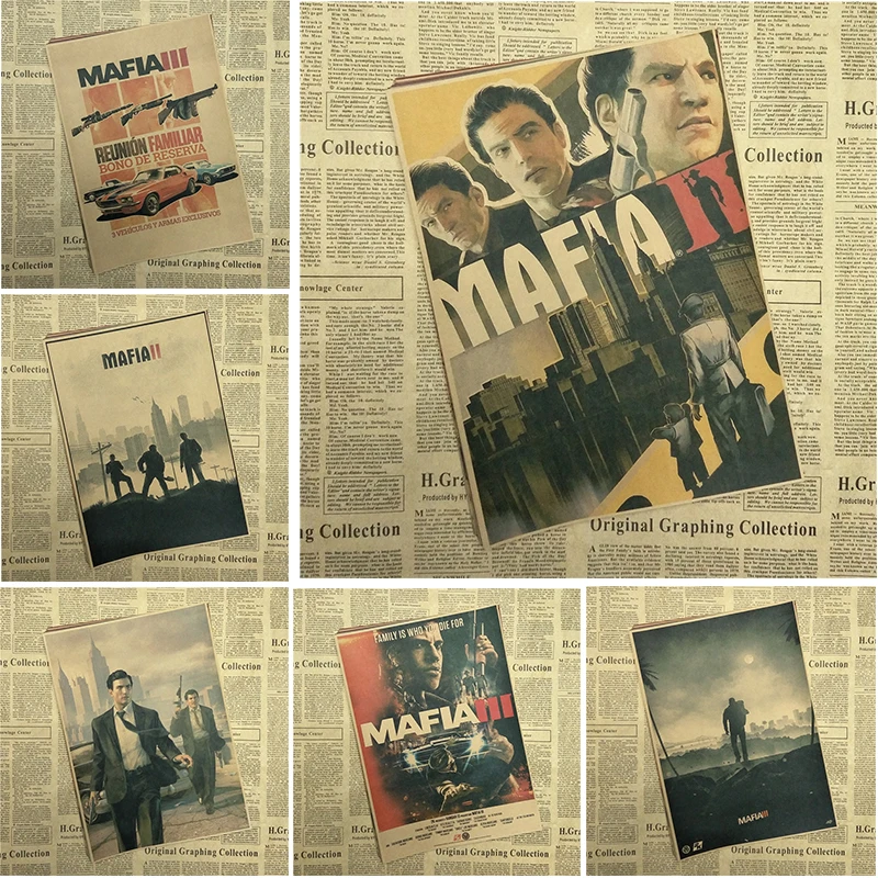

Mafia III Classic Game Kraft Paper Poster Bar Cafe Living Room Dining room Wall