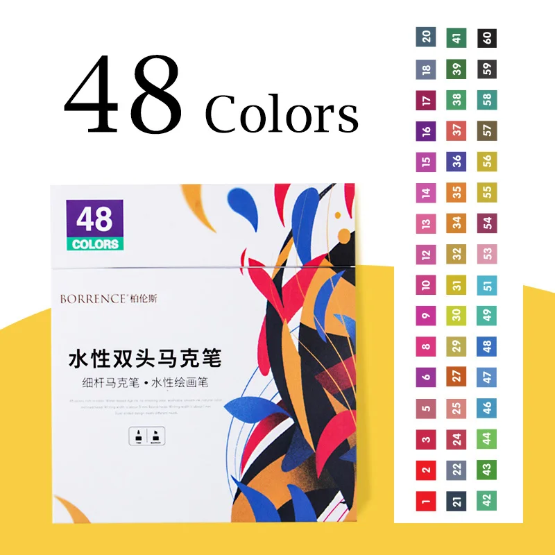 48/60 цветов, набор маркеров на водной основе, стираемые анимационные цвета для начинающих, художественная Акварельная ручка, живопись - Цвет: 48 Color set