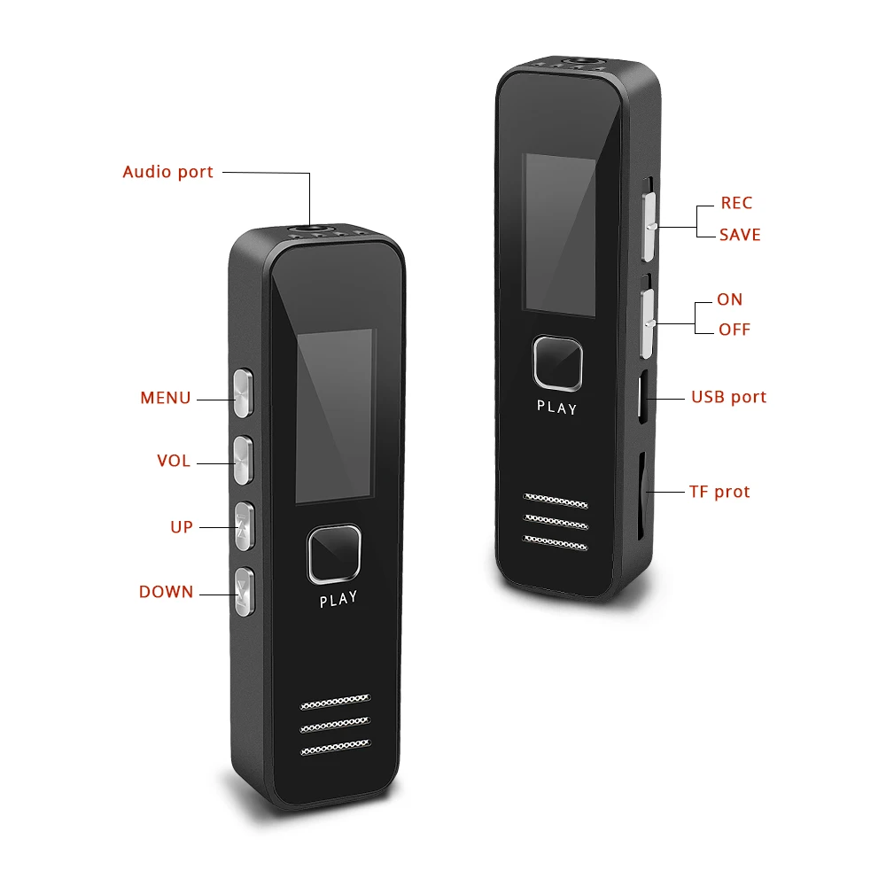 Цифровой диктофон TISHRIC 16 ГБ с Usb портом профессиональный 20 часов 10 м MP3 WMA U флеш