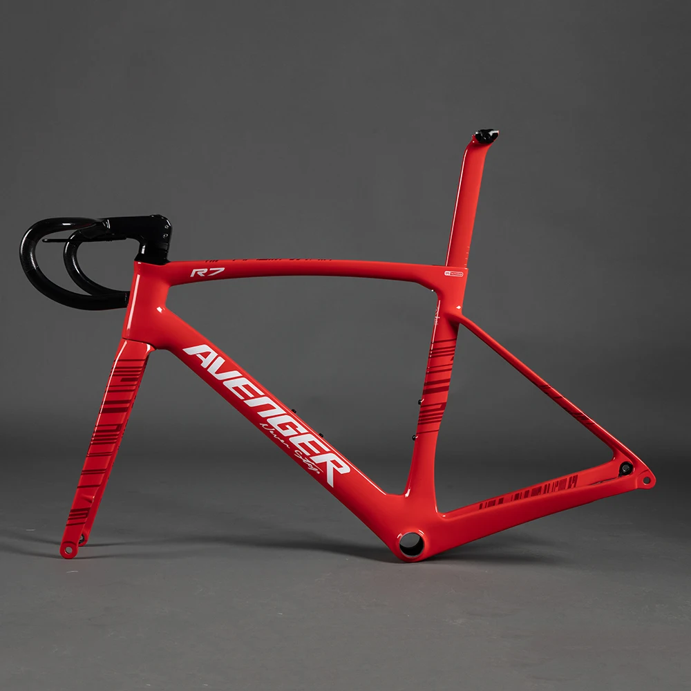 Cheap Avenger R7 Carbon Bicycle Frame All InnerCable bicicleta ruta カーボンフレーム Frame Road Disc Brake Rear Derailleur 142x12 Front 100x12 8