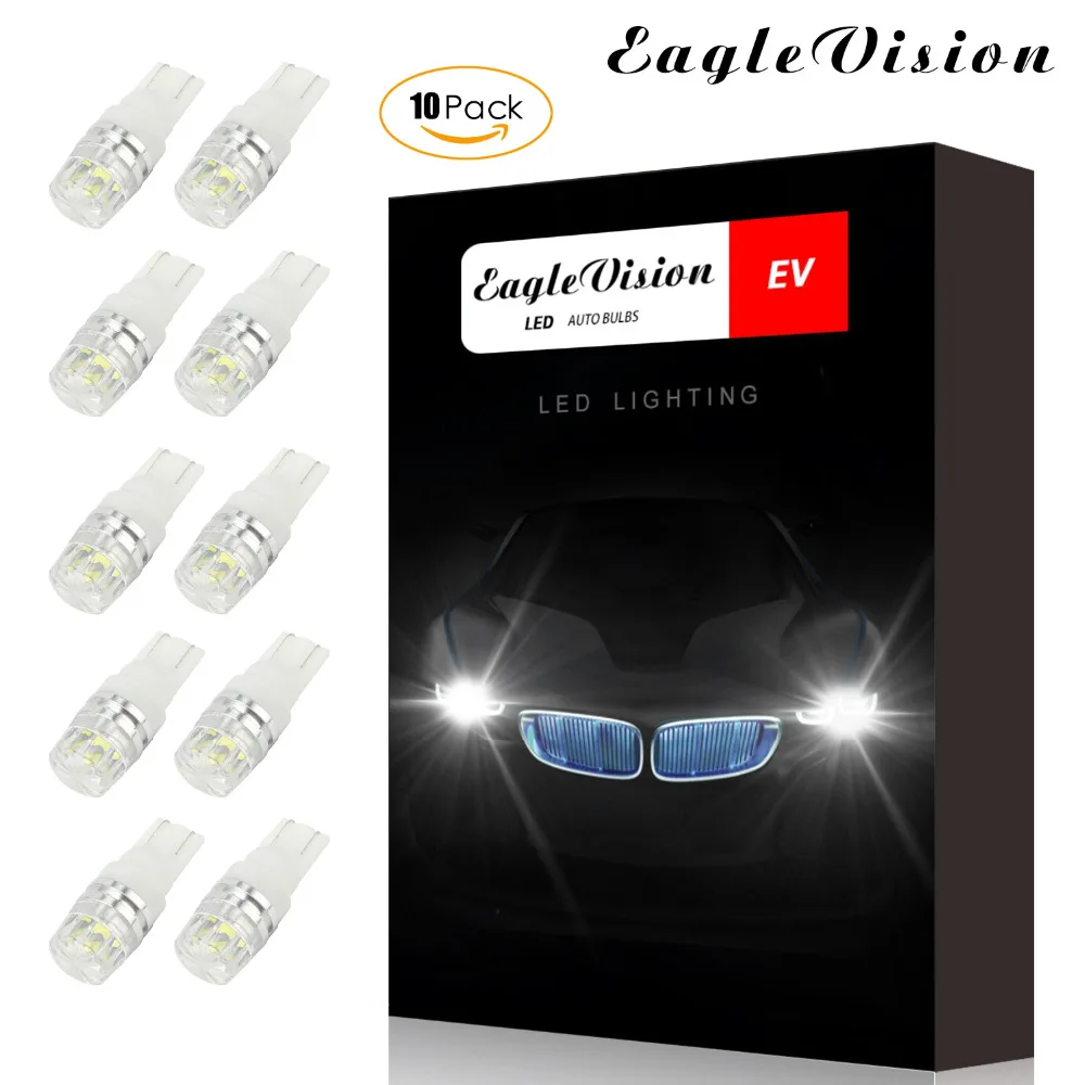 

10pcs T10 prism lens decoding small lamp Ice lenses Car Led Signal Light Bulb White Red Bule Yellow 12v Light Turn Signal Light