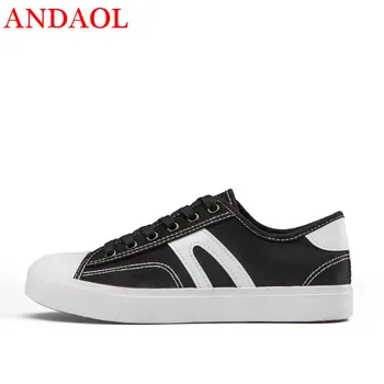 

ANDAOL Men's Casual Shoes Top Quality Breathable Light Anti-Odor flat Sneakers New Luxury Lace-Up Non-Slip Campus Canvas Shoes