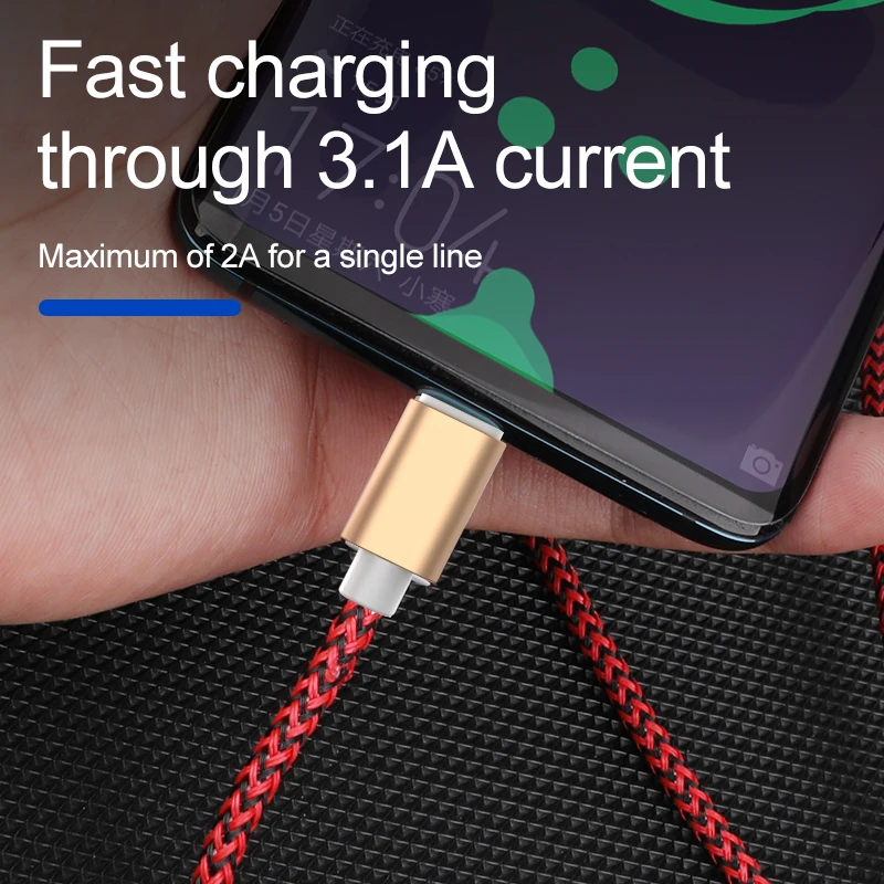 صخرة كابل يو اس بي ل فون XS ماكس XR X 8 7 6 5 ل Xiaomi سامسونج شحن شاحن 3 في 1 المصغّر usb نوع C الإضاءة شاحن الحبل