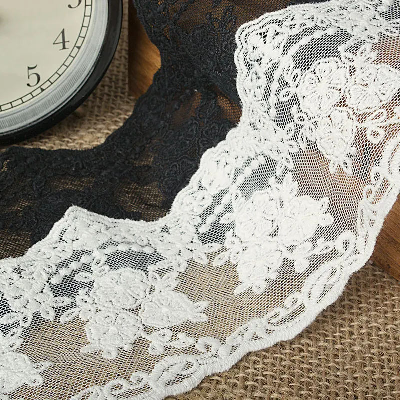 

8 cm high quality white gauze bilateral both embroidery Lace DIY costume design materials