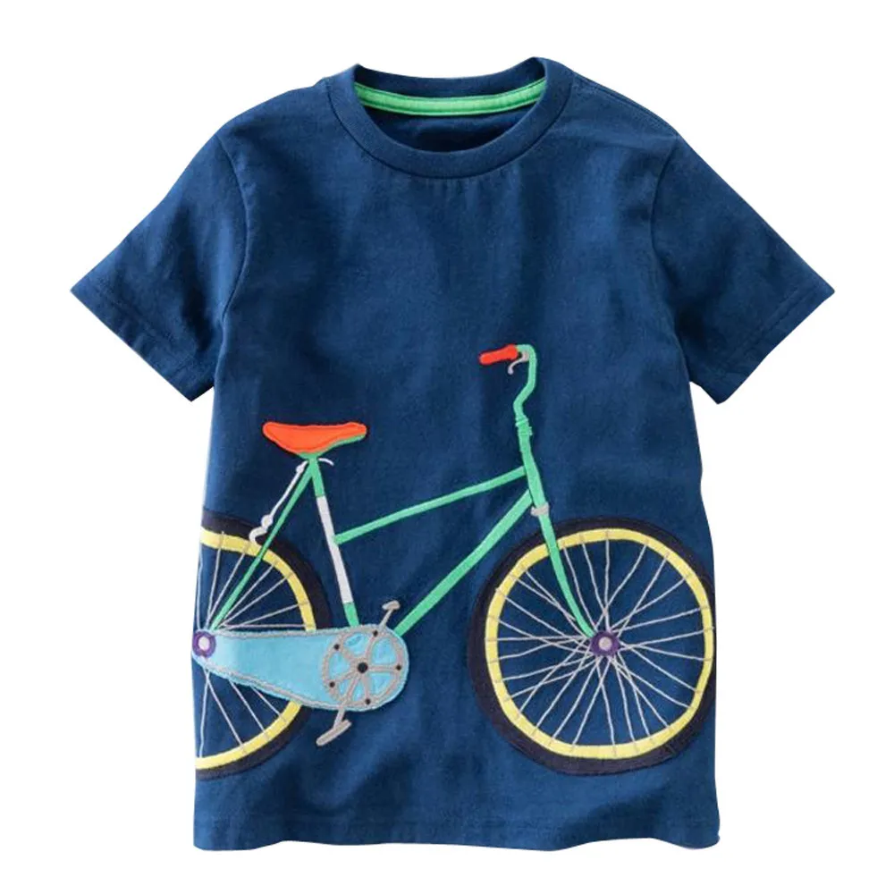 Одежда для маленьких мальчиков и девочек; Детские повседневные топы из хлопка; летняя футболка с короткими рукавами и принтом мультяшных машин; мягкая блузка для маленьких детей