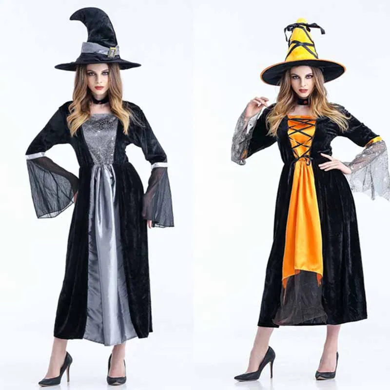 Косплэй Викка ведьма платье средневековой Для женщин взрослого размера плюс призрак готический, колдун; плащ; накидка; Халат с капюшоном костюмы на Хэллоуин для Для женщин