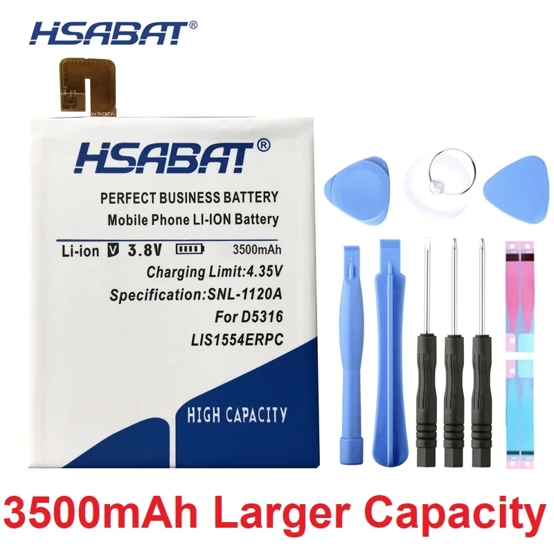 

HSABAT 0 Cycle 3500mAh Battery for Sony Xperia LIS1554ERPC T2 Ultra Dual D5322 D5316 XM50H XM50T D5303 High Quality Batteries