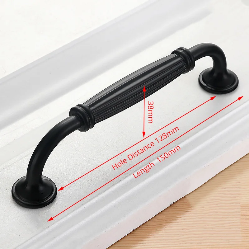 KAK американский стиль черный шкаф ручки цельный алюминиевый сплав кухонный шкаф ручки для выдвижных ящиков оборудование для обработки мебели - Цвет: Handle-8831C-128
