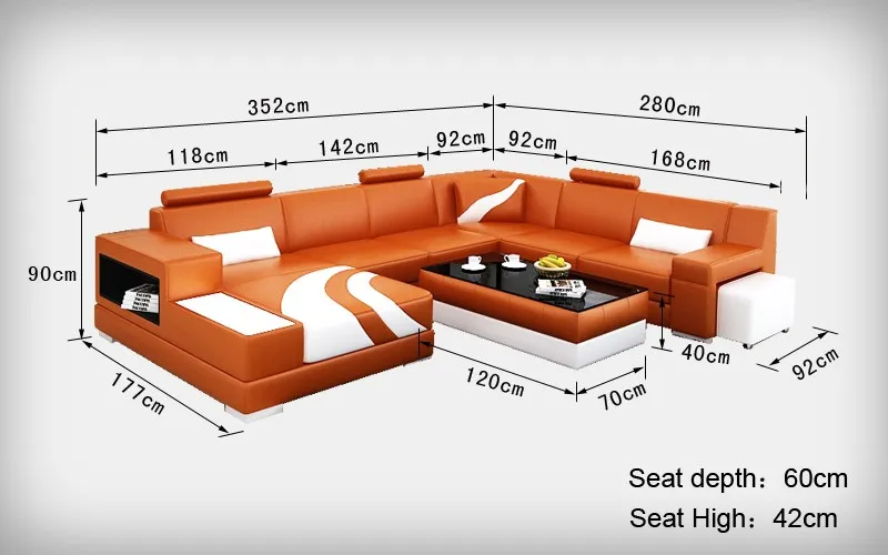 0413-F3007-5 orange sofa