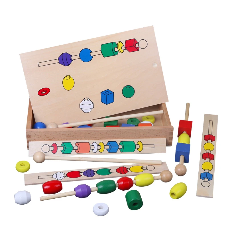  Montessori Materials Trisomy Six Colors Beads Baby Sensory Toys Child Montessori Educational Wooden