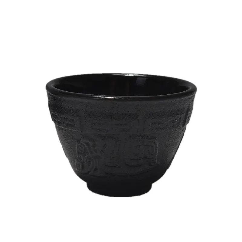 

New 100ML Rich Grain Cast Iron Tea Cup Japanese Retro Cups and Leaf Saucers Tea Mug Set