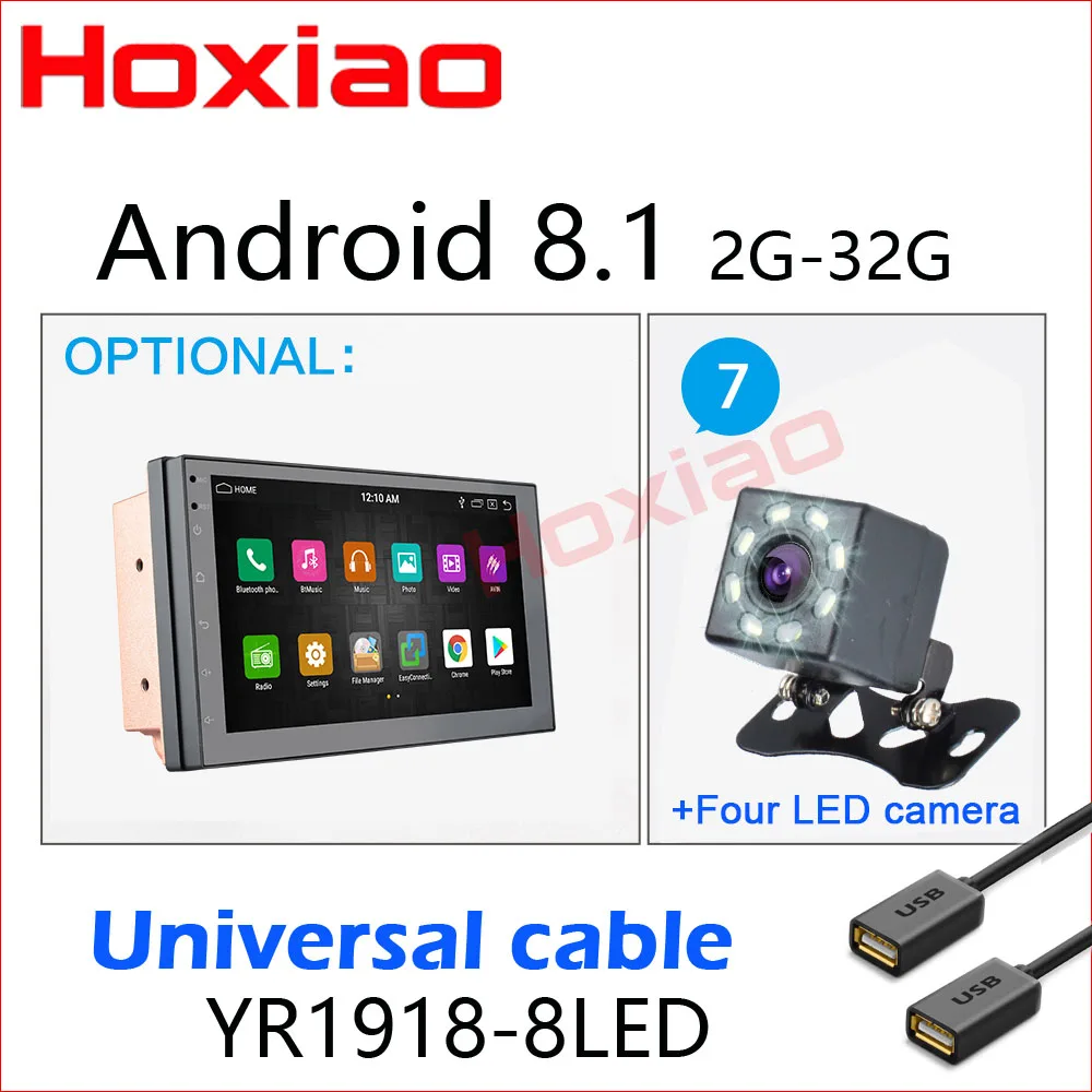 Восьмиядерный 2G+ 32G Android 8,1 RDS автомобильный Радио Стерео " 2 Din Универсальный Автомобильный плеер gps навигация Wifi Bluetooth аудио плеер - Цвет: 2G-8LED