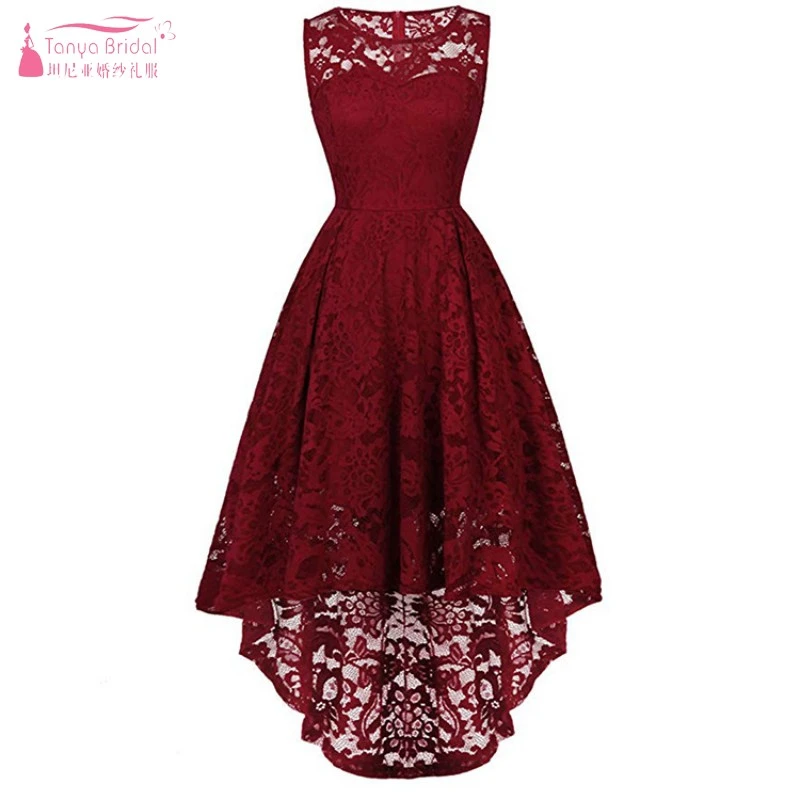 Vestido De Dama De Honor Hi-lo Con Encaje Floral Para Mujer Vestido De Dama De Honor Hi-lo Con Encaje Floral Para Mujer