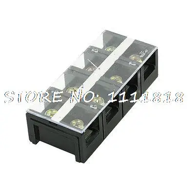 

600V 150A Dual Row 4 Positions Barrier Screw Terminal Block Black