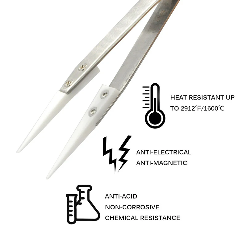 Термостойкий сменный антистатический керамический Пинцет наконечник из нержавеющей стали керамический пинцет с острыми концами наконечник DIY Инструменты