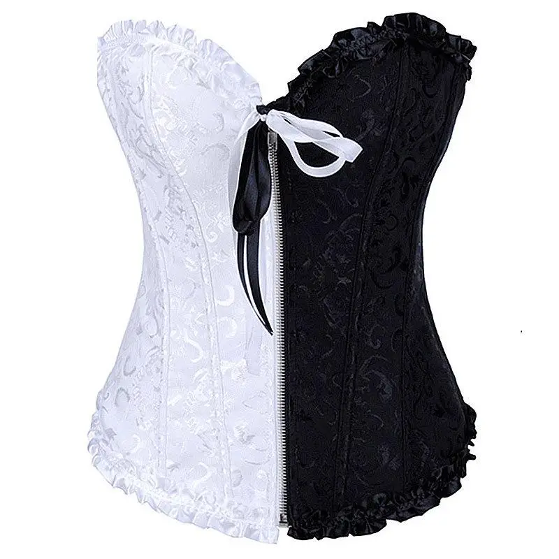White/Black Victorian Espartilhos Corset Corselet Overbust Sexy Gotico