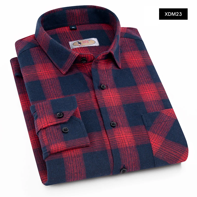 

AOLIWEN Plaid Casual shirt men's Long sleeve summer shirt Fashion plaid shirt cotton Soft Comfort Slim Fit Brushed Flannel Shirt