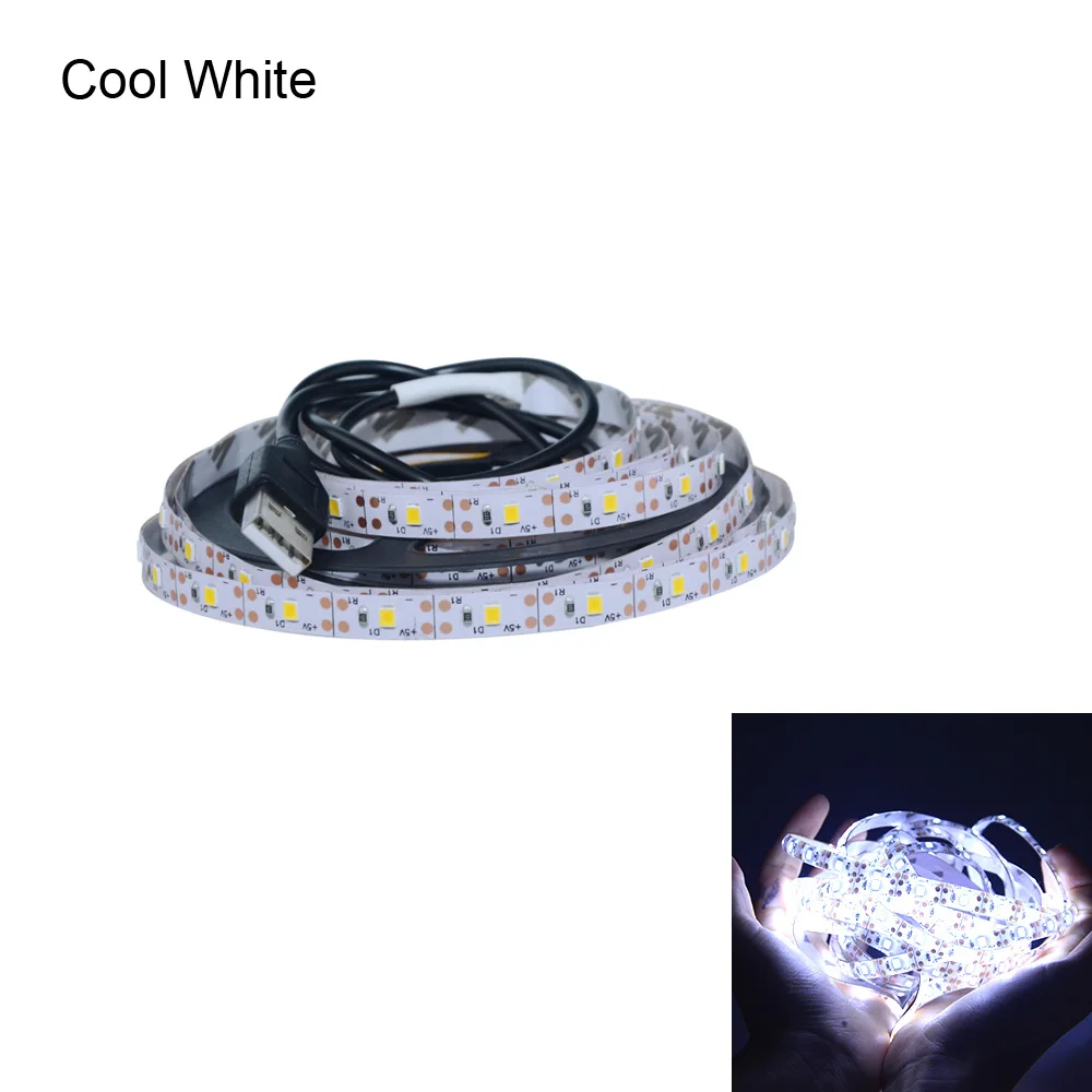 5 В USB RGB светодиодный светильник 60 светодиодный s/m SMD 2835 3528 Светодиодный диодный ленточный светильник HD tv Настольный ПК подсветка экрана 0,5 м 1 м 2 м 3 м 4 м 5 м - Испускаемый цвет: White No Controller