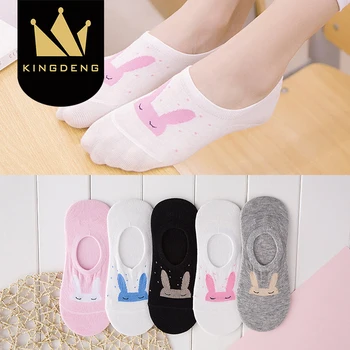 

KingDeng Cartoon Summer Bunny Shallow Mouth Invisible Socks Funny Moomin Designer Boat Sock Set Slip No Show Fashion Design