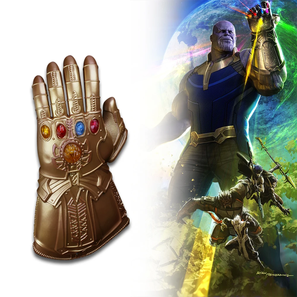 1:1 перчатки Thanos Infinity Gauntlet Мстители Бесконечность война со светодиодной