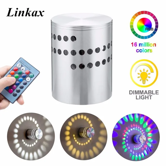 LED Spiral Effect Light Wall Lamps RGB LED Wall Light 3W Colorful Wandlamp For Party Bar Lobby KTV Home Decoration Luminaire