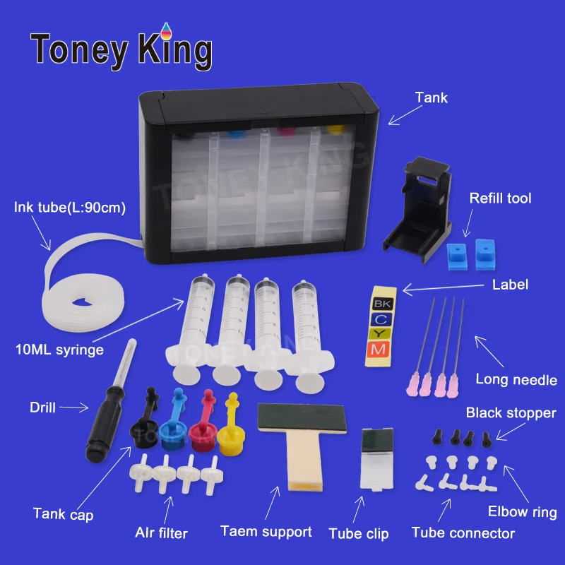 Toney universal(король СНПЧ с красочным баком принт непрерывного Системы с чернильная трубка для hp 123 123xl для hp Deskjet 1110 2130 2132 2133 3630 3632 3638 4520