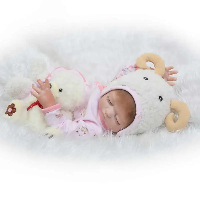 

Full Silicone Body Reborn Dolls 20'' Looks Like Sleeping Girl Lifelike Realistic Baby Dolls Handmade Toy Kids Birthday Gifts