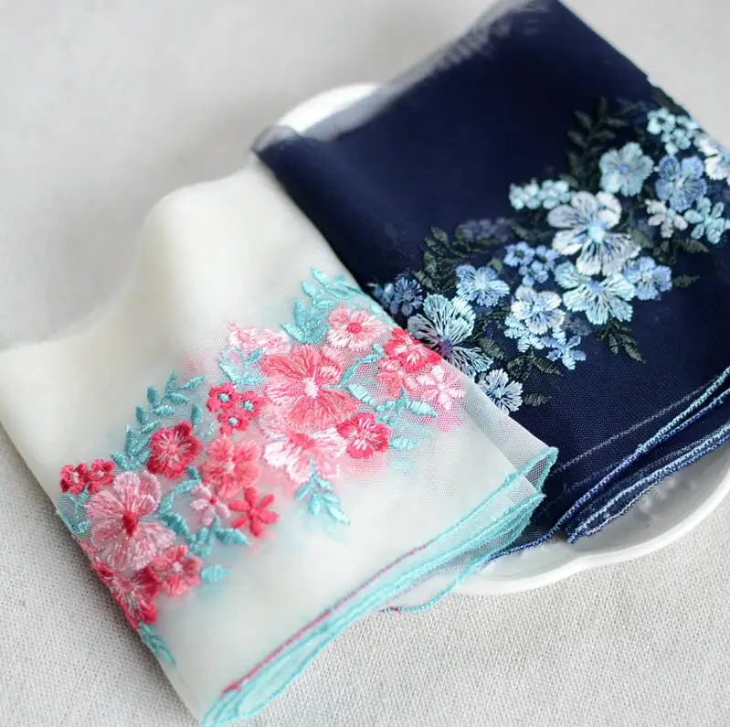 

1 Meter High Quality Pink Blue Lace Fabric Beautiful Flower Venise Lace Trim Sewing Craft Embroidered Lace For Sewing Decoration