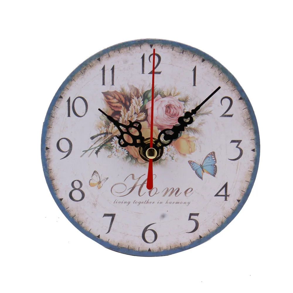 1pcs Wooden Wall Clock Modern Design Vintage Rustic Shabby