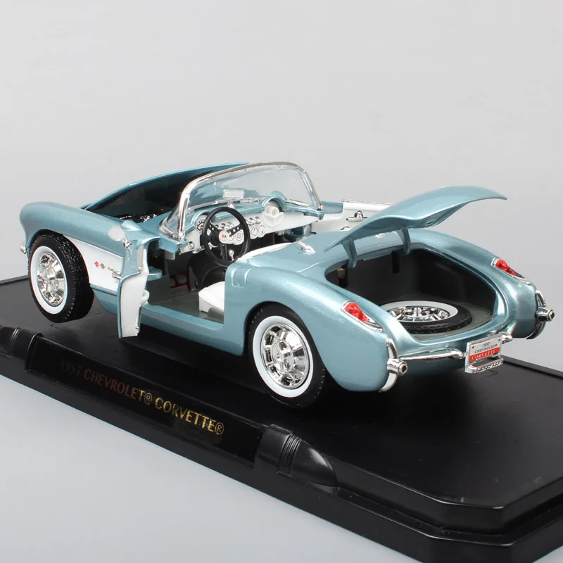 1/18 большой дорожный фирменный классический автомобиль Chevrolet Corvette 1957 Chevy vette металлические Литые и игрушечные машинки Миниатюрные модели автомобилей