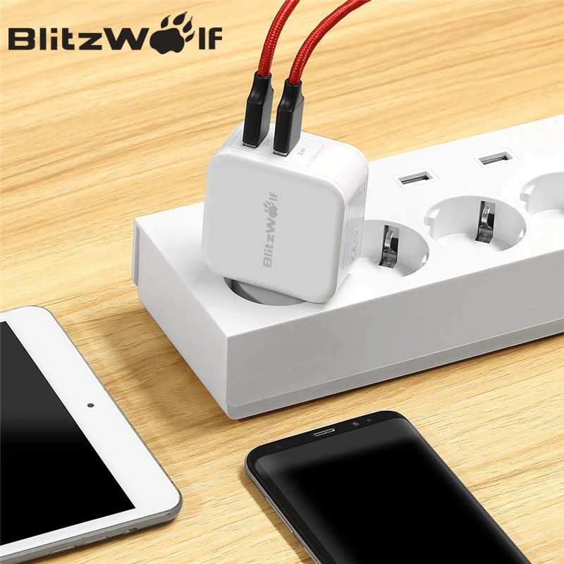 Зарядное устройство BlitzWolf на 2 порта USB для путешествия Мобильное Адаптер