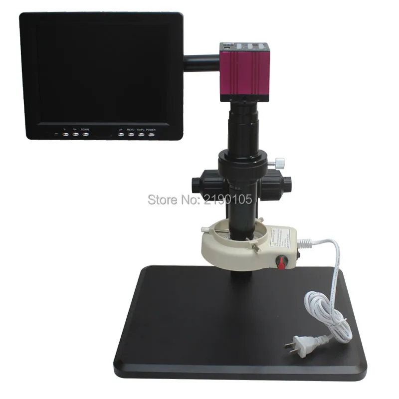 

HDMI HD USB Digital Industry Microscope Camera+Fine adjustment bracket+10X-200X C-Mount Lens+56 LED Light+8-inch Monitor