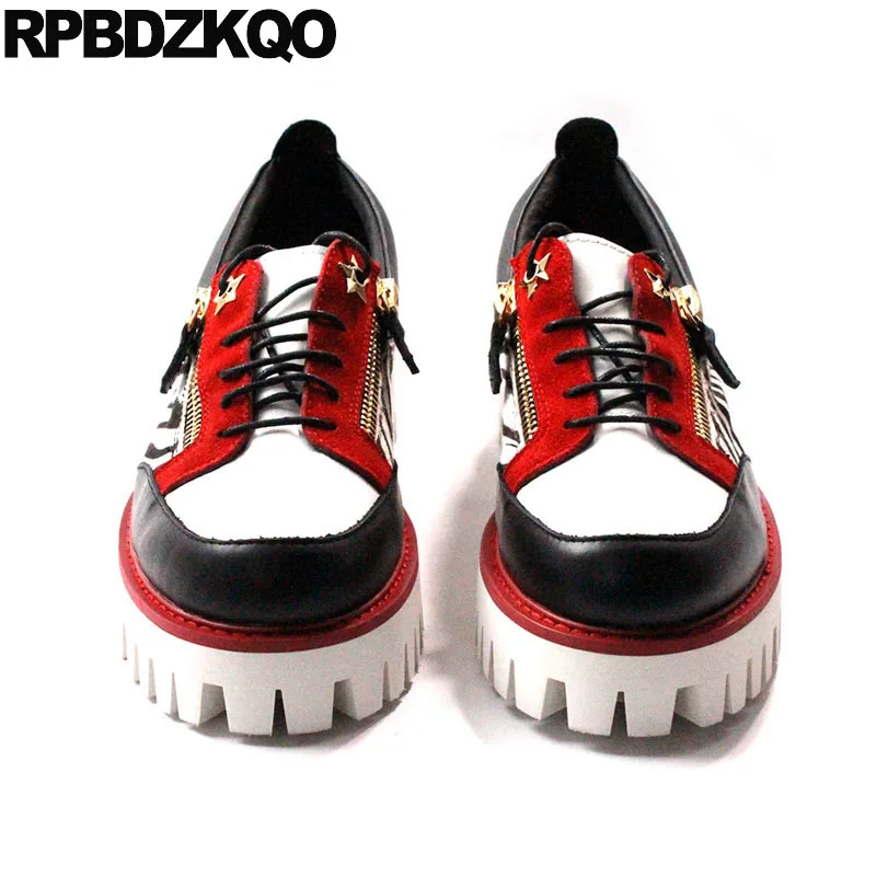 

New Luxury Oxfords Designer Creepers Rubber Genuine Leather Metal Tip Real Fashion Men Shoes Casual High Quality Zipper Big Size