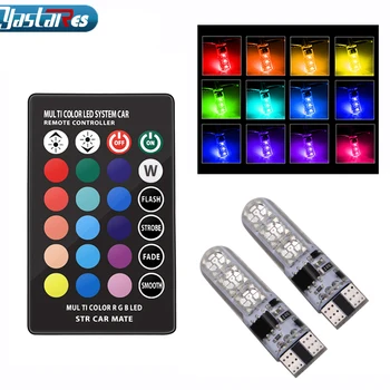 

Car Styling 2PCS Car RGB LED 12V T10 LED RGB 5050 6SMD Remote Controller Reading Wedge Light Signal Lamp Car-Styling