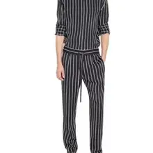 S-4XL новая Корейская мужская одежда модные повседневные штаны вертикальный полосатый комбинированный купальник Брюки Клубные костюмы больших размеров