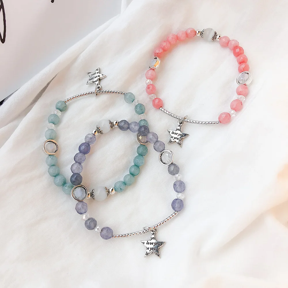 Bohemian Star Crystal Charm Silver Bracelets & Bangles for Women Beads Handmade Tassel Charm Bracelet Boho Femme Jewelry B19