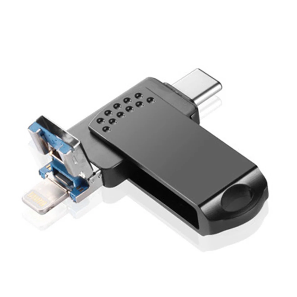 3,0 USB карта памяти флэш-накопитель 32 Гб 64 Гб 128 ГБ 256 Гб Внешняя память 3 в 1 для iPhone iPad iOS MacBook PC и type-C(Silve