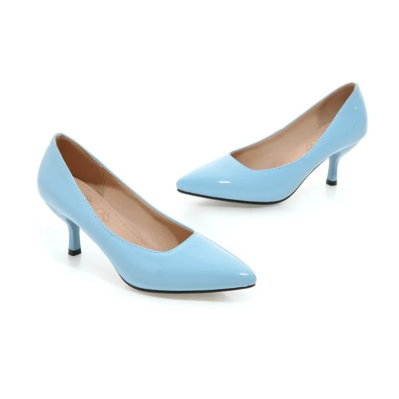 ASUMER/8 цветов Размеры; большие размеры 33-47, новые туфли-лодочки для женщи с острым носком на каблуке 6 см; однотонные Цвет Весна-осень вечерние свадебные туфли, женская обувь - Цвет: Синий