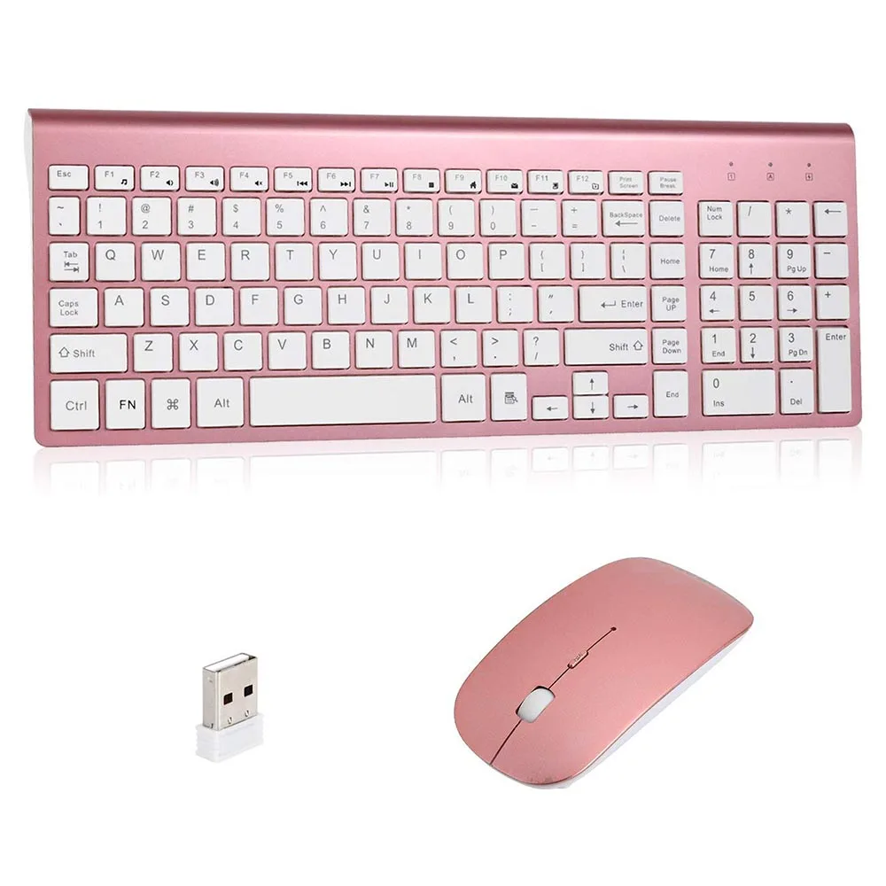 Teclado e Mouse sem Fio Chaves e Power-saving Mouse para Uso Doméstico e de Escritório Combo Full-sized Wireless Keyboard 102 2.4 Ghz